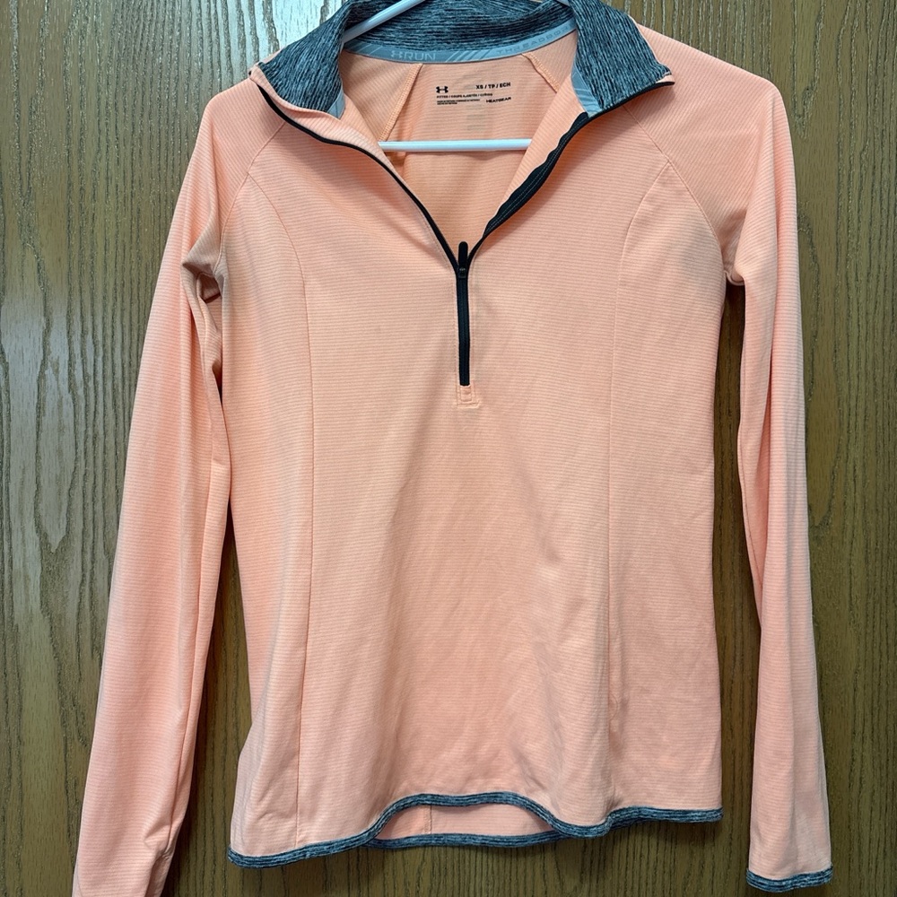 Orange Quarter Zip Athletic Pullover with Gray Trim